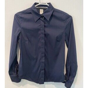 LES COPAINS BVM Navy button up down women's blouse EU Size 40 Navy Blue